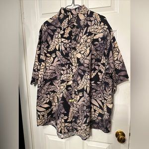 Creekwood Shirt 2X  Adult  Black Tan Floral Button Up Short Sleeves Outdoor Mens